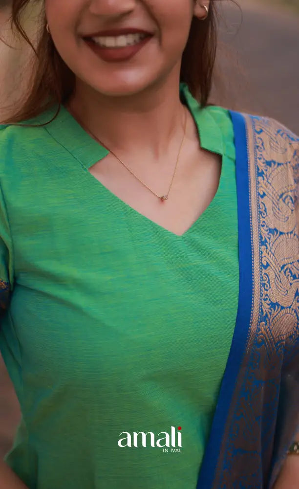Meera Cotton Salwar - Sea Green and Blue salwar