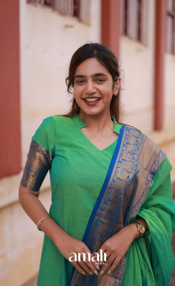 Meera Cotton Salwar - Sea Green and Blue salwar