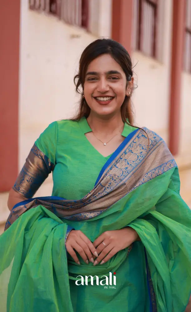 Meera Cotton Salwar - Sea Green and Blue salwar