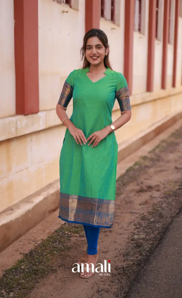 Meera Cotton Salwar - Sea Green and Blue salwar