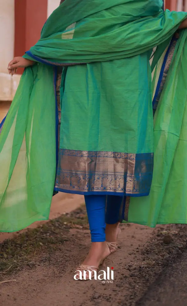 Meera Cotton Salwar - Sea Green and Blue salwar