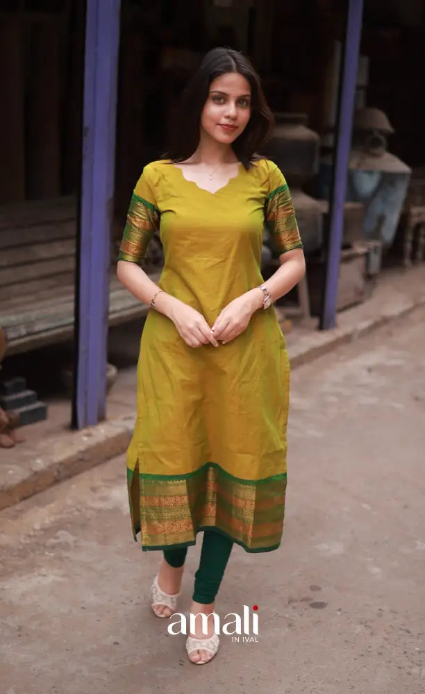 Meera Cotton Salwar - Two tone Henna Green and Dark Green salwar