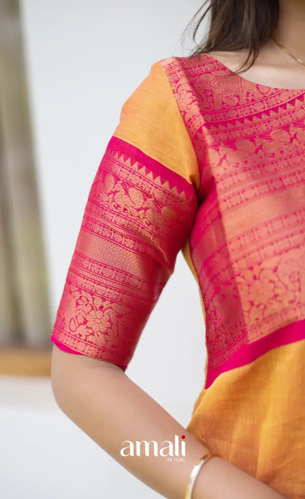 Meera Cotton Salwar Two tone Orange and Pink Chettinad Cotton Salwar Plus Size salwar