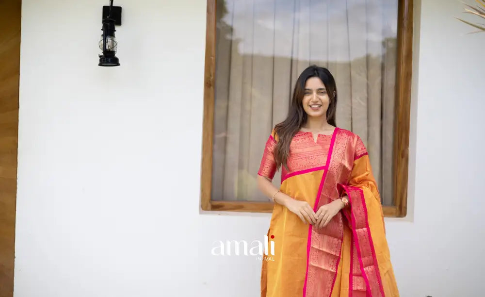 Meera Cotton Salwar Two tone Orange and Pink Chettinad Cotton Salwar Plus Size salwar