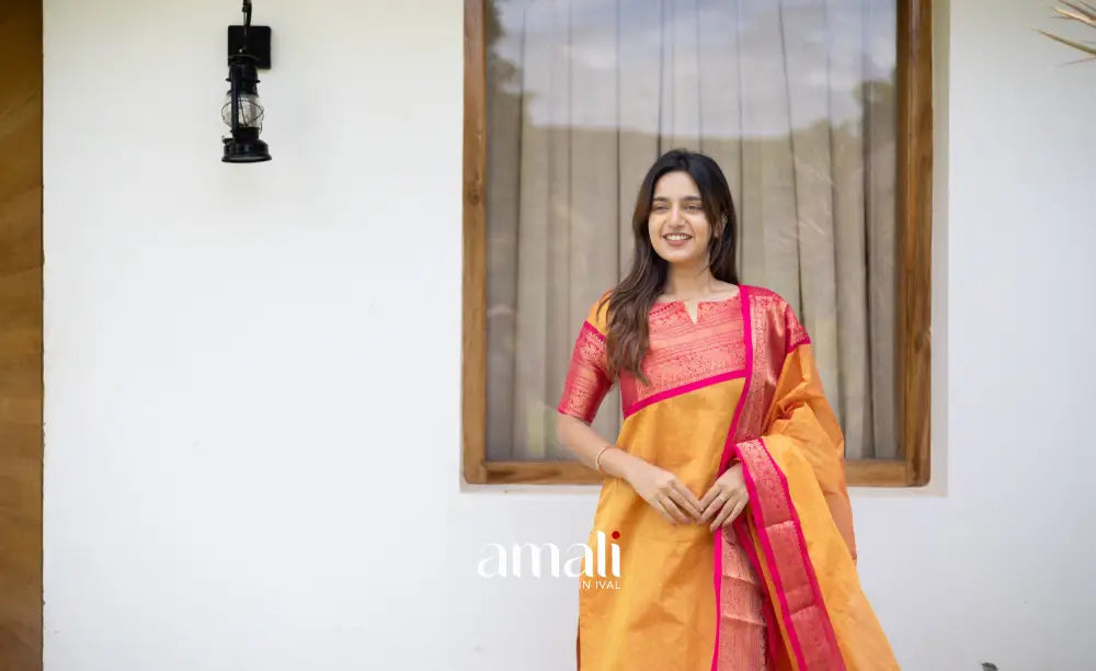 Meera Cotton Salwar Two tone Orange and Pink Chettinad Cotton Salwar Plus Size salwar