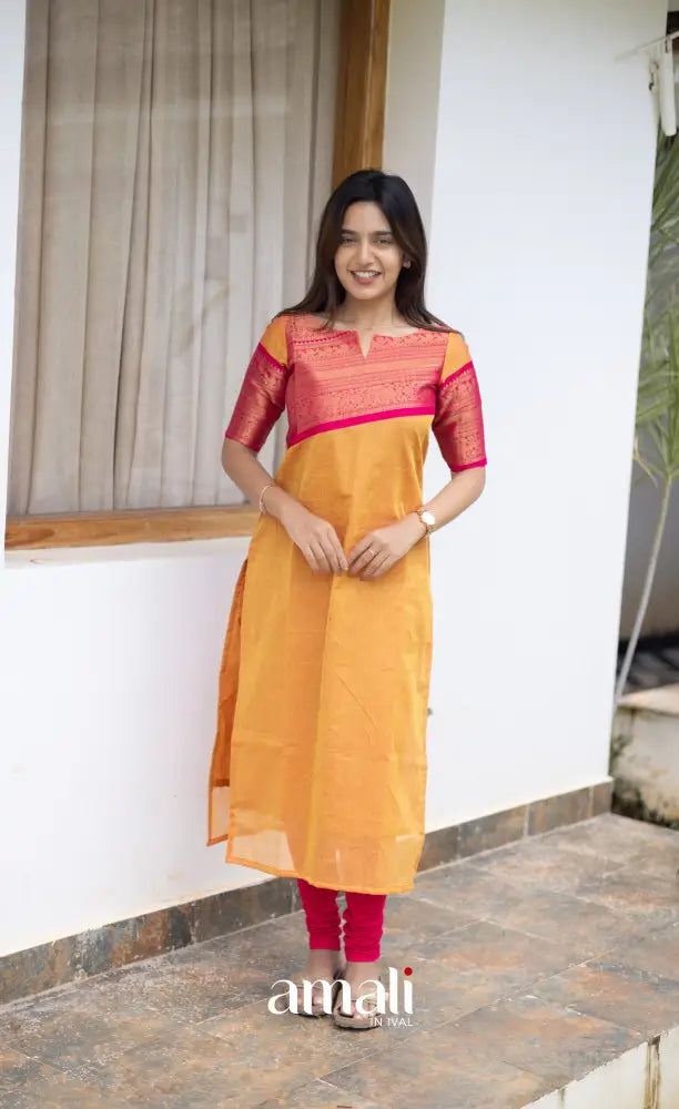 Meera Cotton Salwar Two tone Orange and Pink Chettinad Cotton Salwar Plus Size salwar