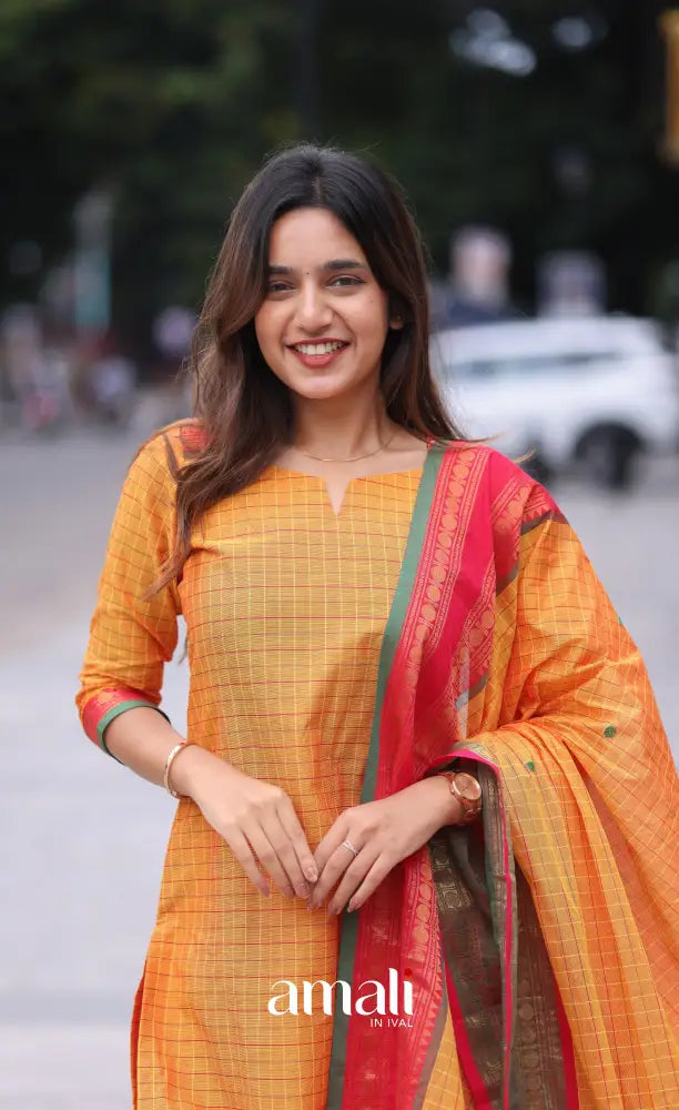 Meera Cotton Salwar Two Tone Orange shade and Pink tone salwar