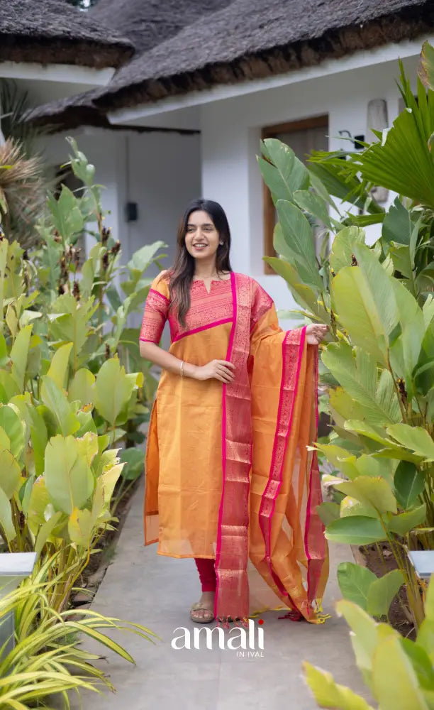 Meera Cotton Salwar Two Tone Orange shade and Pink tone salwar