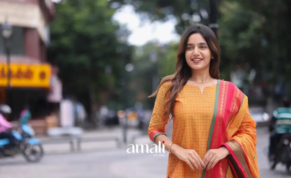 Meera Cotton Salwar Two Tone Orange shade and Pink tone salwar