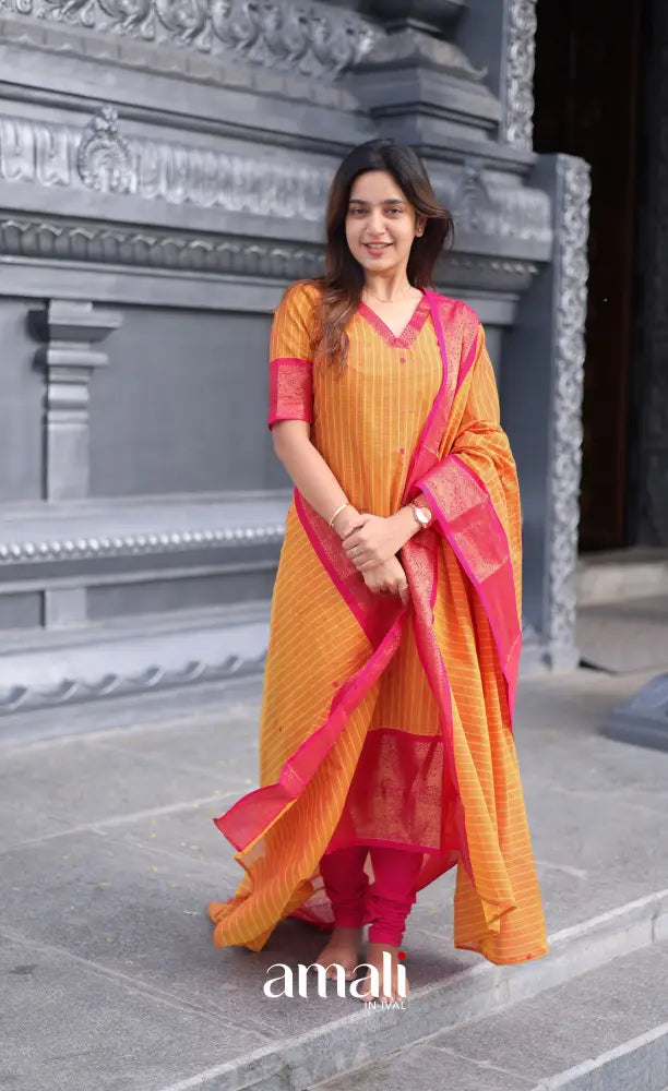 Meera Cotton Salwar - Two Tone Orange shade and Pink tone salwar