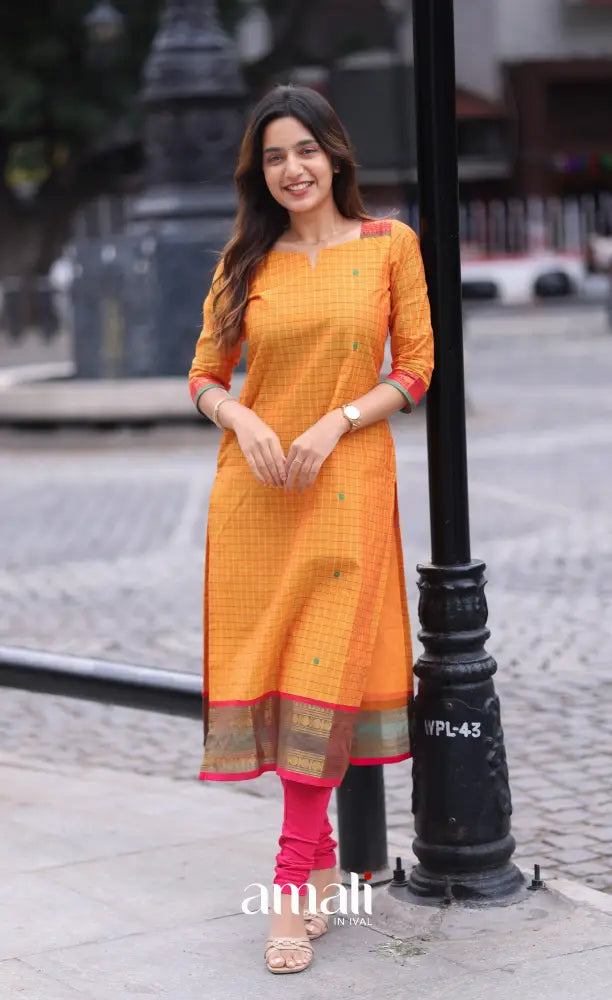 Meera Cotton Salwar Two Tone Orange shade and Pink tone salwar