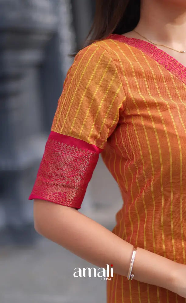 Meera Cotton Salwar - Two Tone Orange shade and Pink tone salwar