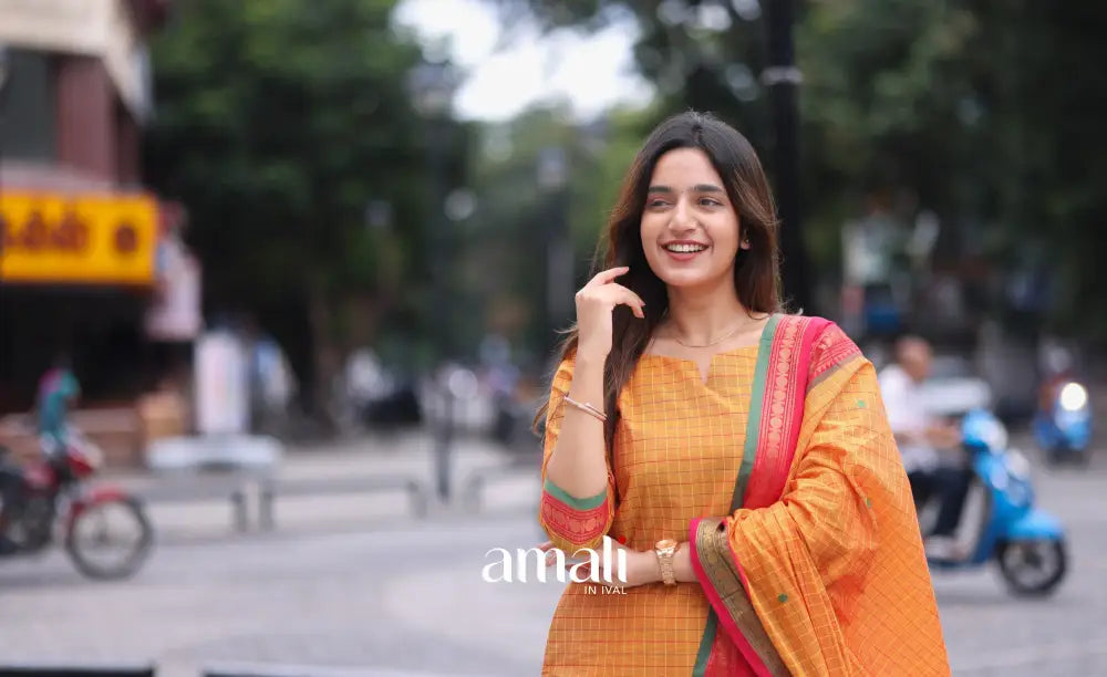 Meera Cotton Salwar Two Tone Orange shade and Pink tone salwar