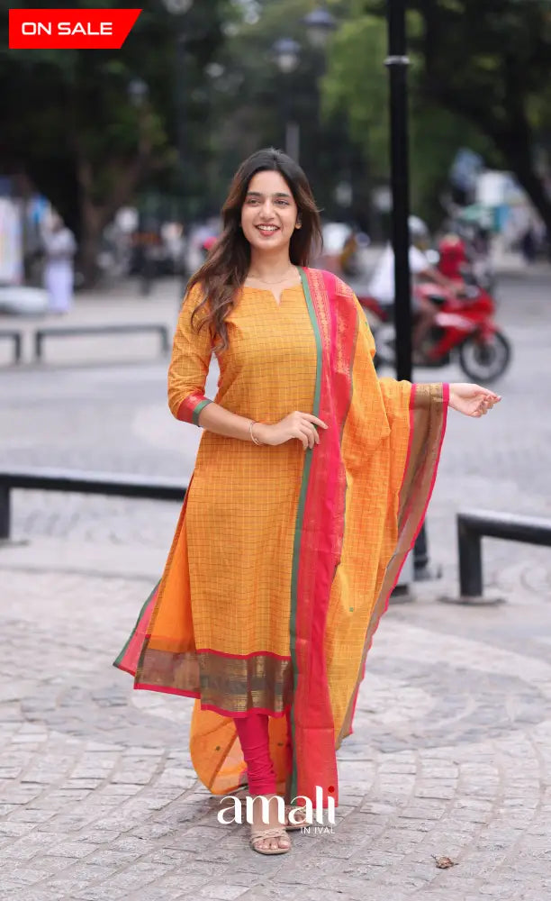 Meera Cotton Salwar Two Tone Orange shade and Pink tone salwar