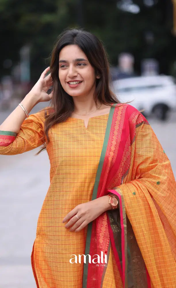 Meera Cotton Salwar Two Tone Orange shade and Pink tone salwar