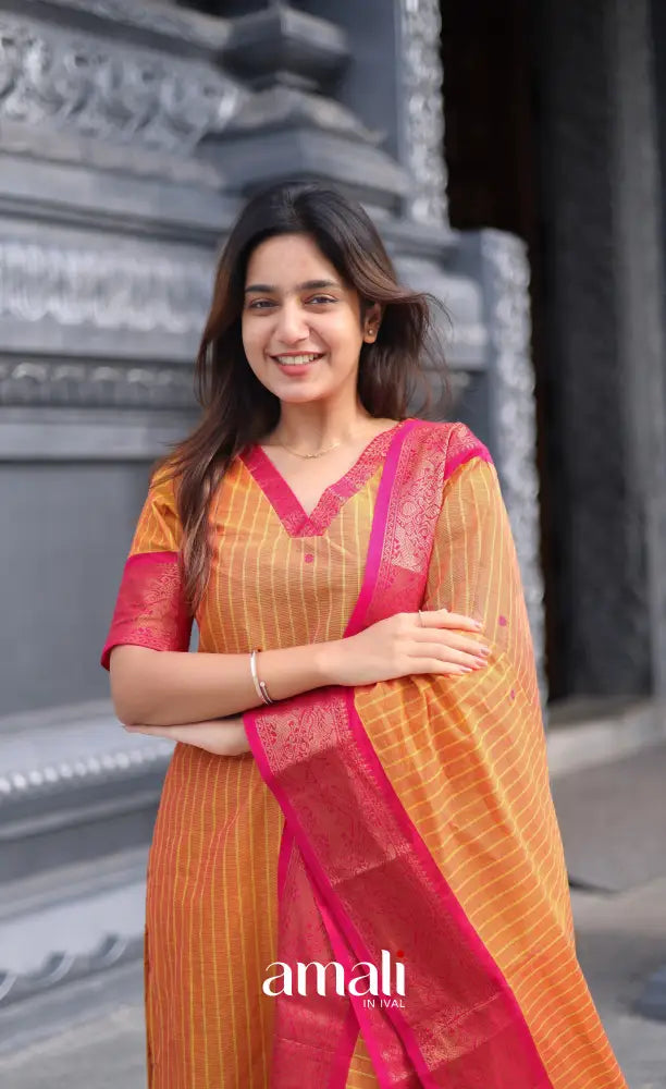 Meera Cotton Salwar - Two Tone Orange shade and Pink tone salwar