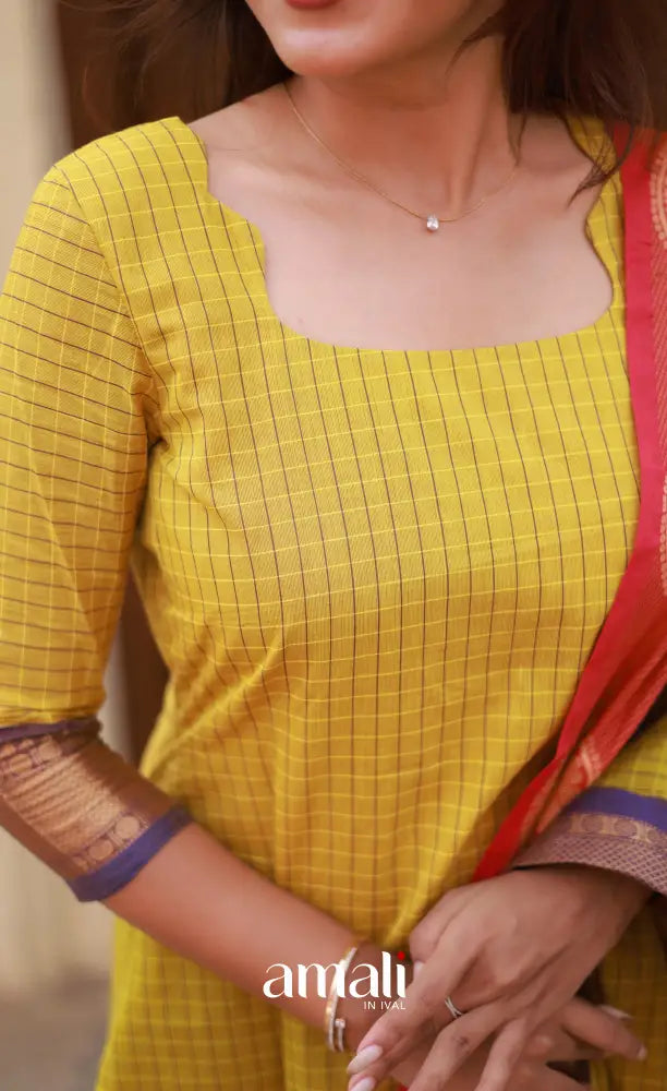 Meera Cotton Salwar - Yellow and Purple salwar