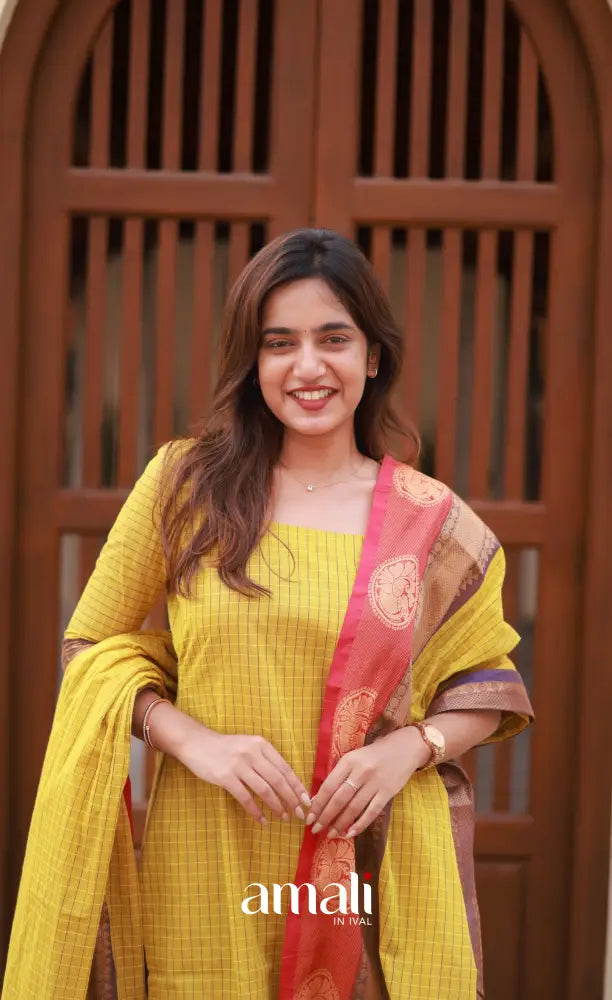 Meera Cotton Salwar - Yellow and Purple salwar