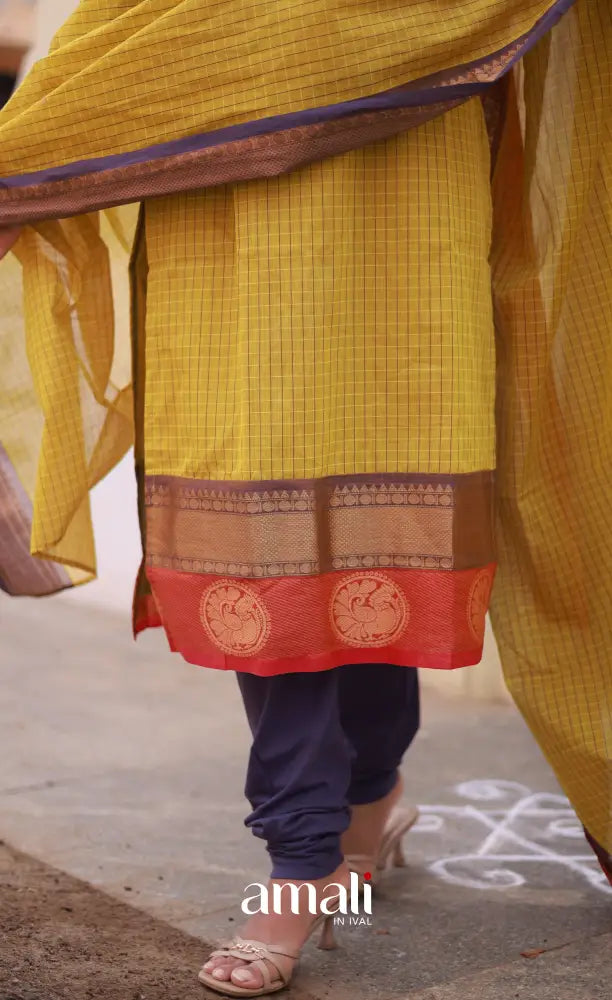 Meera Cotton Salwar - Yellow and Purple salwar