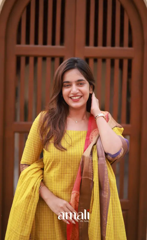 Meera Cotton Salwar - Yellow and Purple salwar