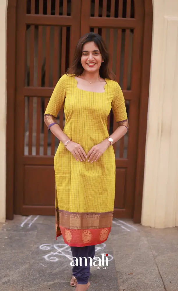 Meera Cotton Salwar - Yellow and Purple salwar