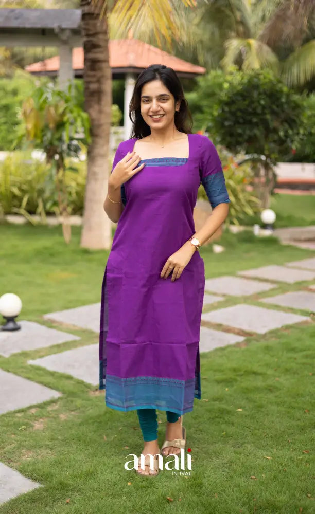 Meera Deep Purple with Teal Blue Chettinad Cotton Salwar salwar