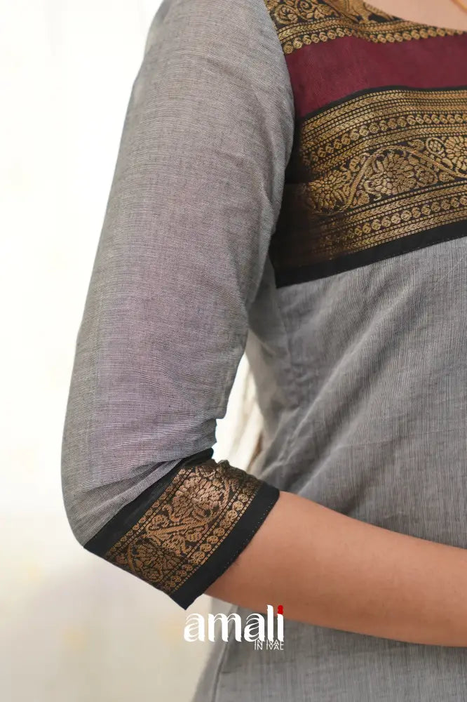 Meera Grey Shade And Black Tone Cotton Salwar Salwar