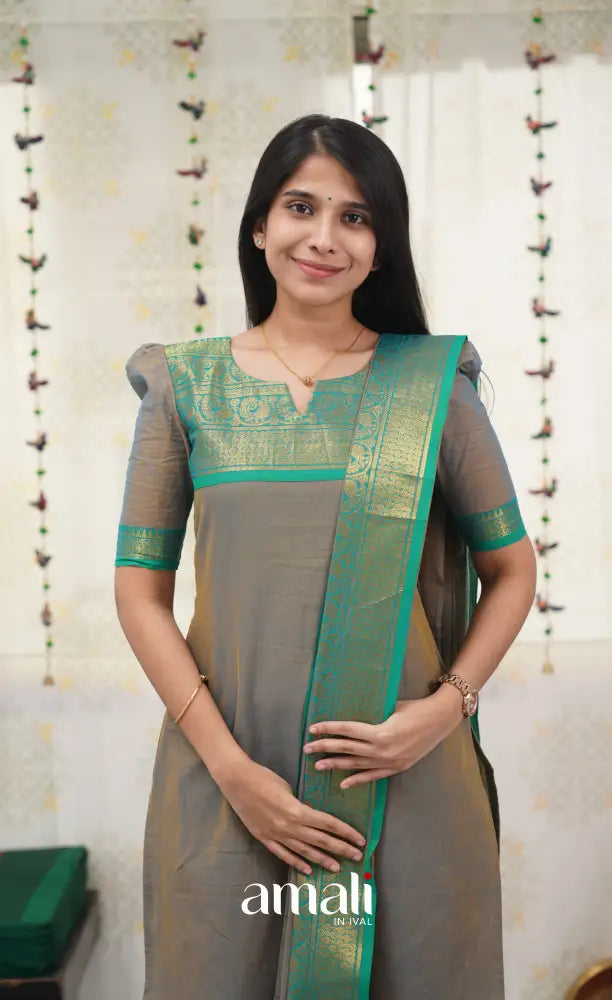 Meera Grey shade and Teal Green tone Cotton Salwar salwar