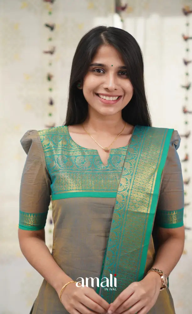 Meera Grey shade and Teal Green tone Cotton Salwar salwar