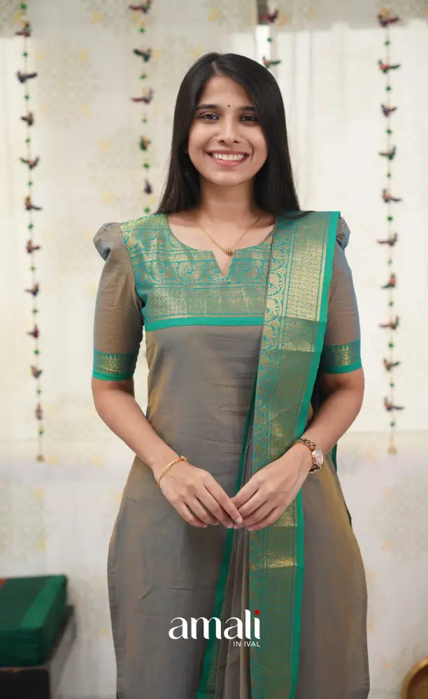 Meera Grey shade and Teal Green tone Cotton Salwar salwar