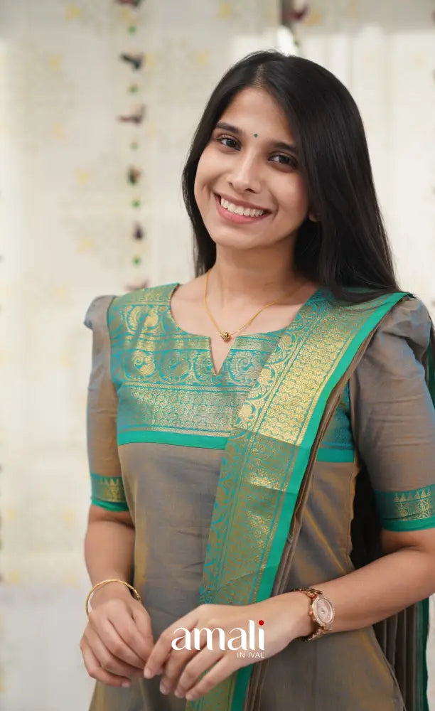 Meera Grey shade and Teal Green tone Cotton Salwar salwar