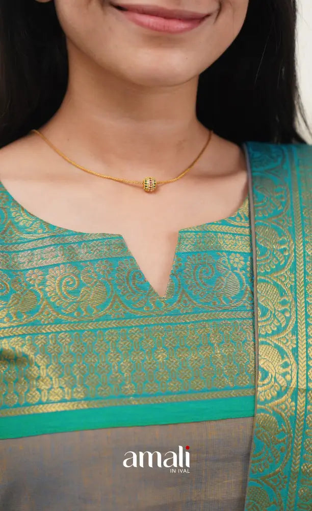 Meera Grey shade and Teal Green tone Cotton Salwar salwar