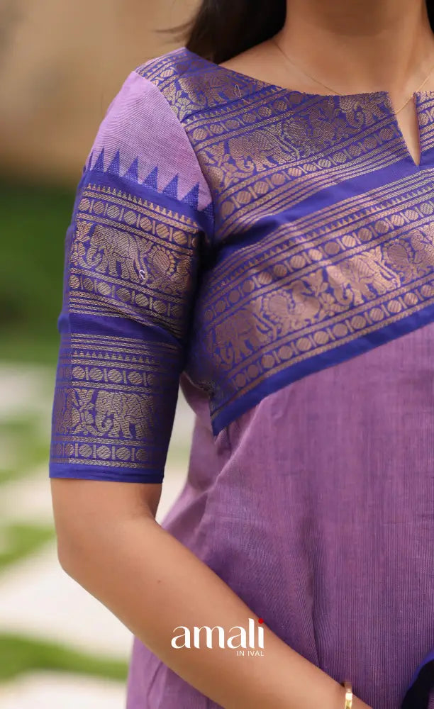 Meera Lavender with Royal Blue Chettinad Cotton Salwar salwar