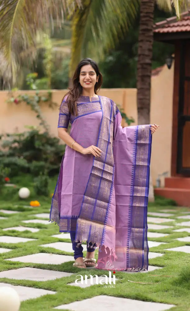 Meera Lavender with Royal Blue Chettinad Cotton Salwar salwar