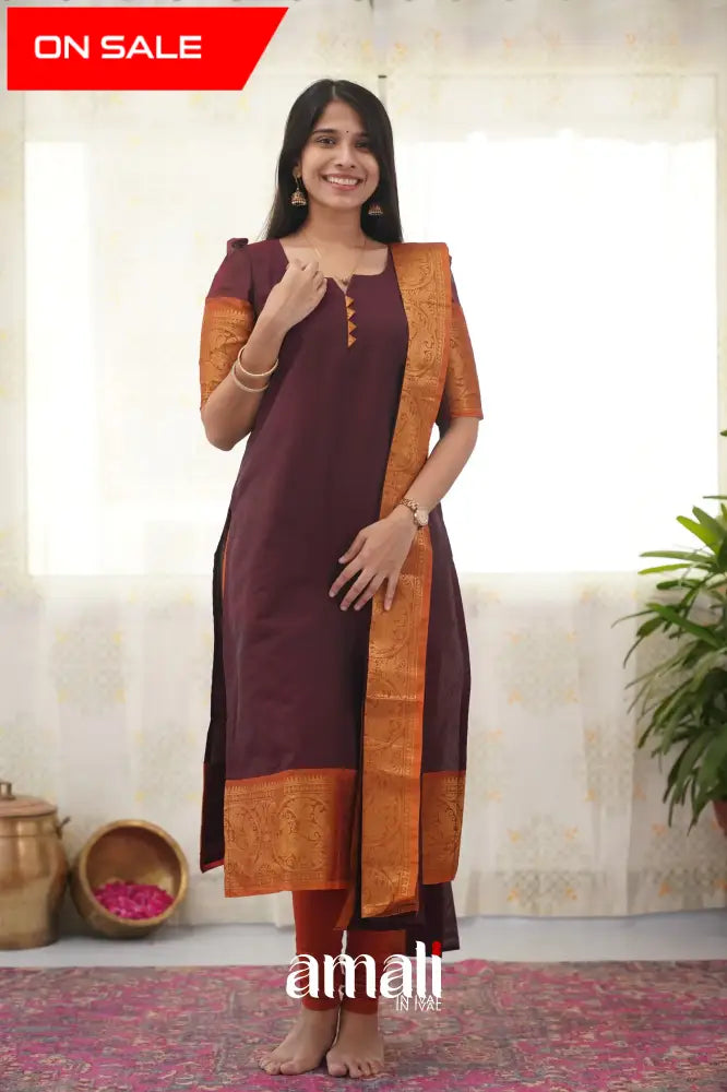 Meera Maroon Shade And Dark Mustard Tone Cotton Salwar Salwar