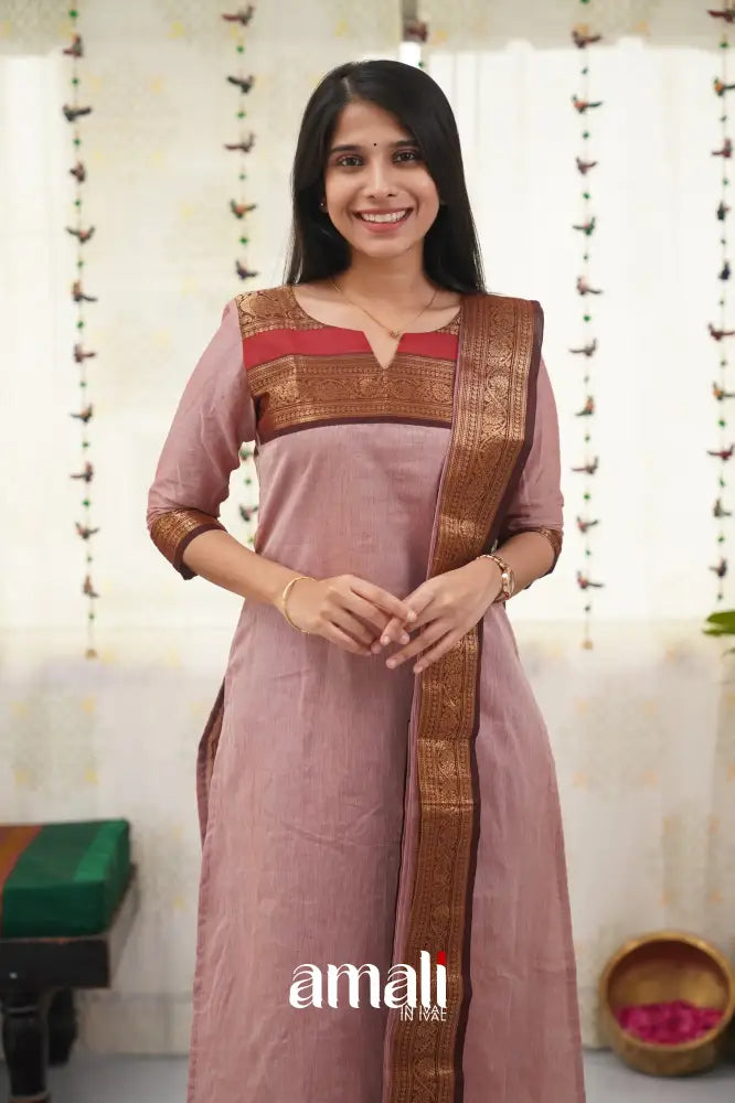 Meera Mauve Shade And Brown Tone Cotton Salwar Salwar