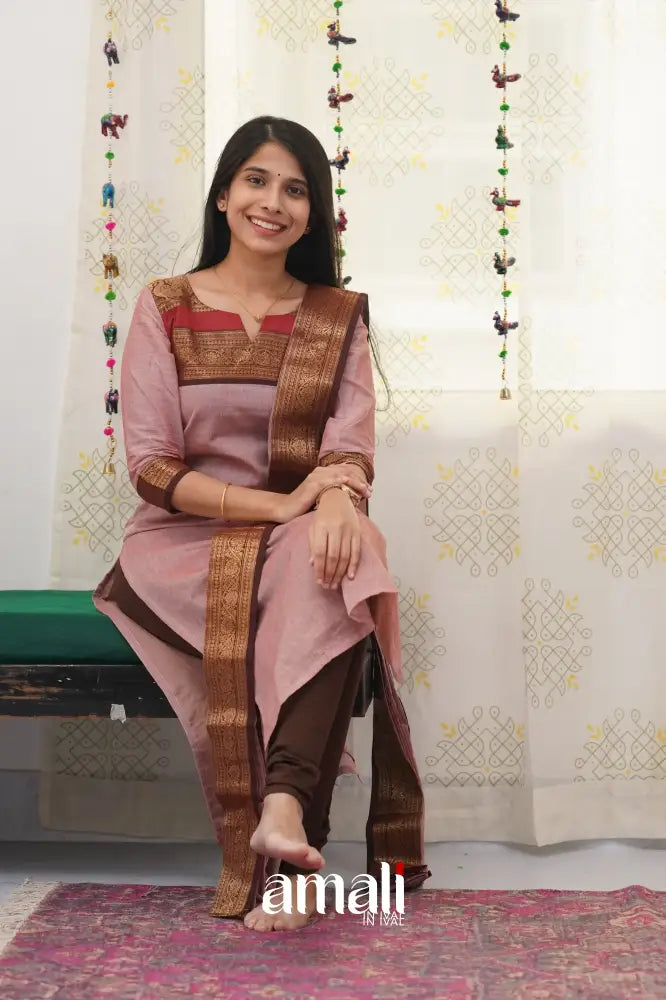 Meera Mauve Shade And Brown Tone Cotton Salwar Salwar