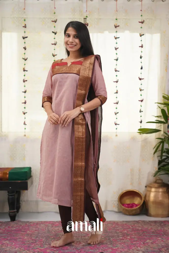 Meera Mauve Shade And Brown Tone Cotton Salwar Salwar