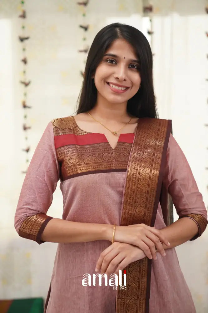 Meera Mauve Shade And Brown Tone Cotton Salwar Salwar