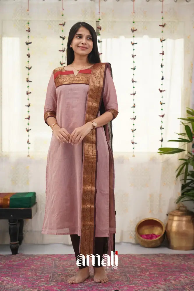 Meera Mauve Shade And Brown Tone Cotton Salwar Salwar