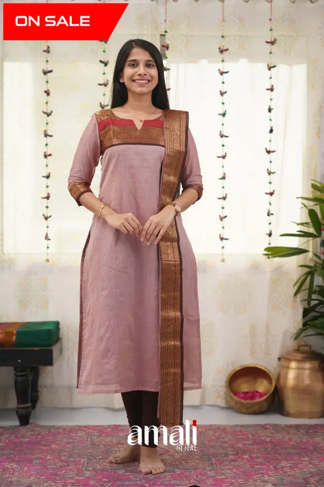 Meera Mauve Shade And Brown Tone Cotton Salwar Salwar
