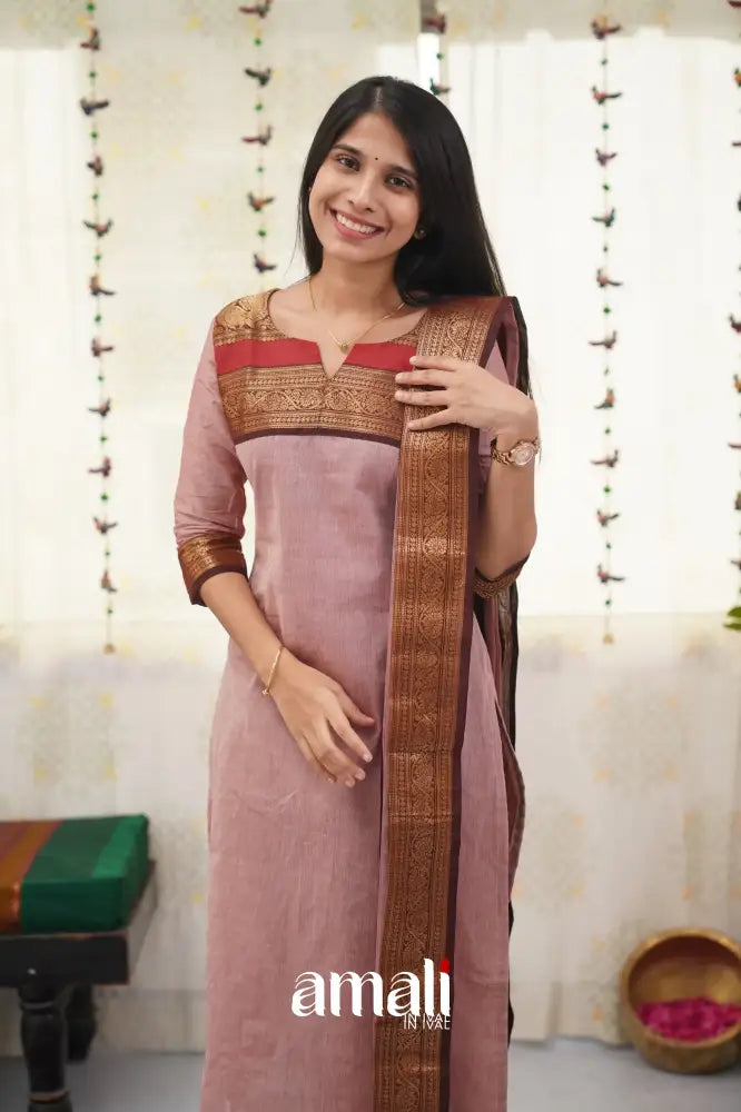 Meera Mauve Shade And Brown Tone Cotton Salwar Salwar