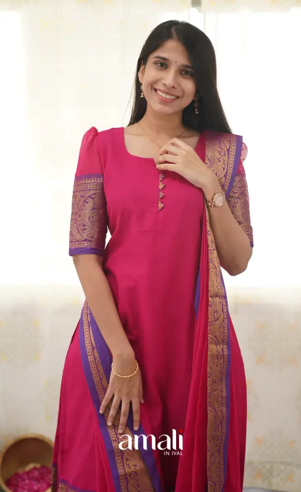 Meera Pink shade and Purple tone Cotton Salwar salwar