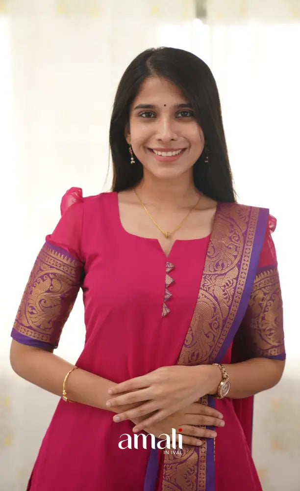 Meera Pink shade and Purple tone Cotton Salwar salwar