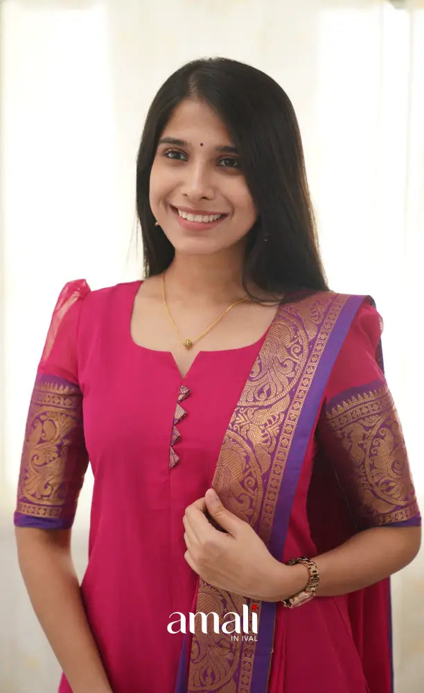 Meera Pink shade and Purple tone Cotton Salwar salwar