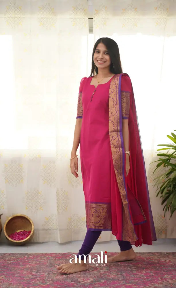 Meera Pink shade and Purple tone Cotton Salwar salwar