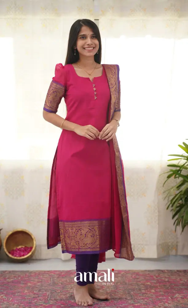 Meera Pink shade and Purple tone Cotton Salwar salwar