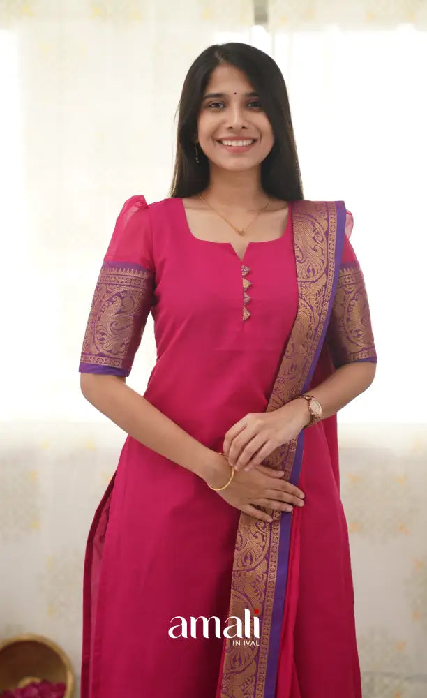 Meera Pink shade and Purple tone Cotton Salwar salwar