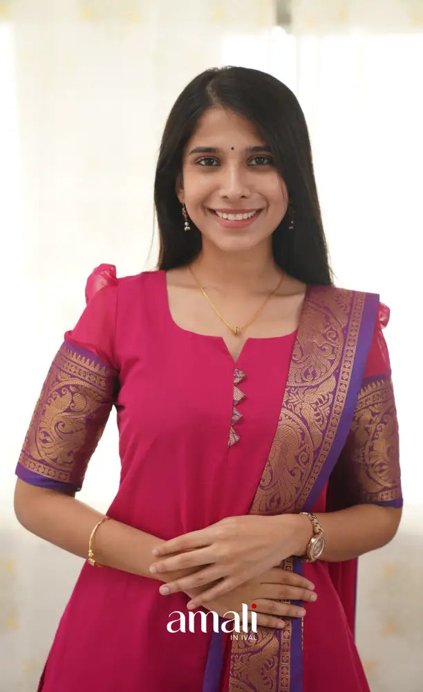 Meera Pink shade and Purple tone Cotton Salwar salwar