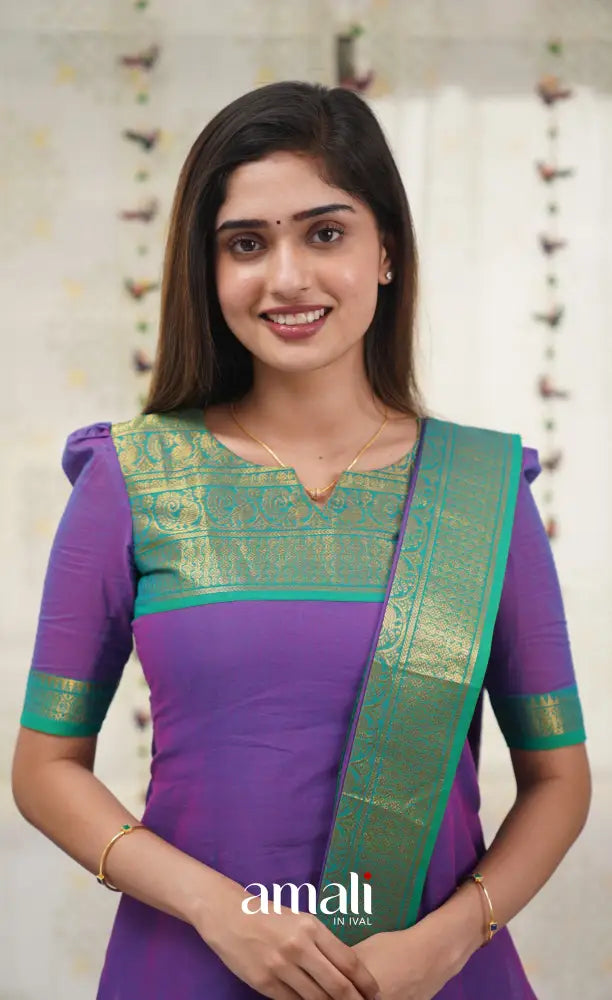 Meera Purple shade and Teal Green tone Cotton Salwar salwar